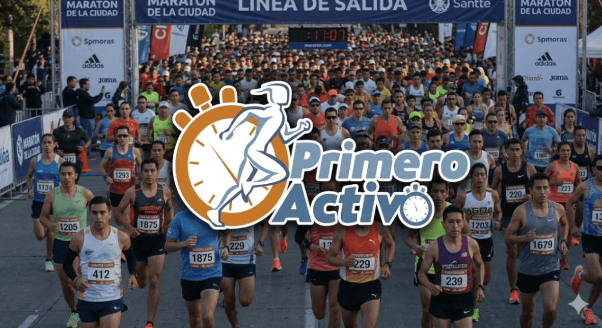 Corredores de maratón saliendo de la linea de meta